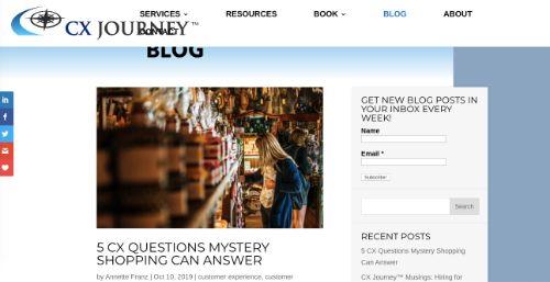 A screenshot of CX Journey Blog