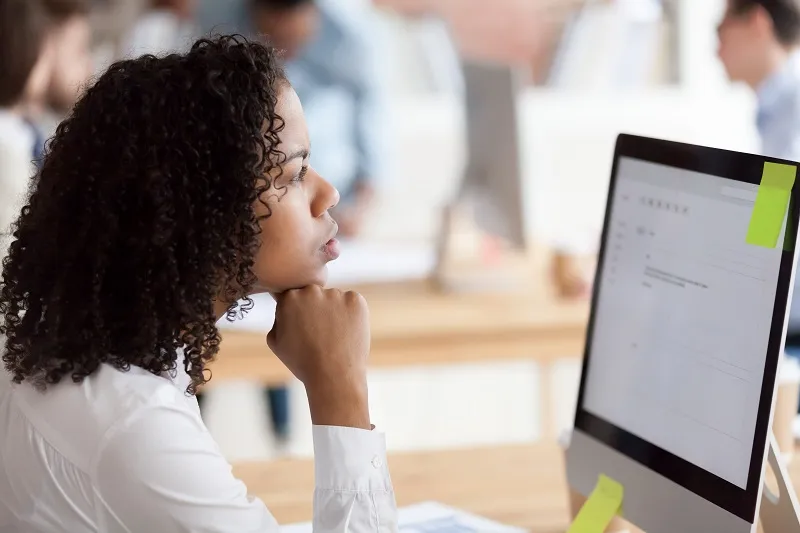 Customer service rep reading a customer email