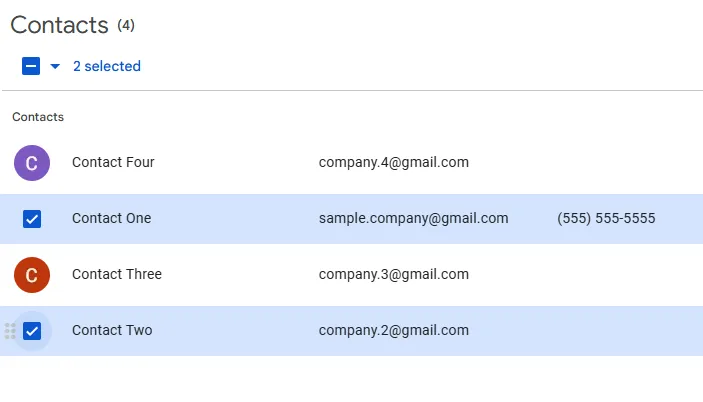 Choose the contacts to add.