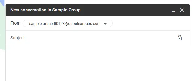 Type the email address for your group in the 'To' field.
