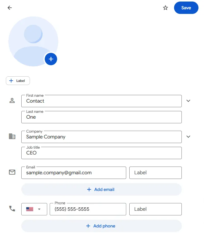 Fill out each field with your contact’s information.