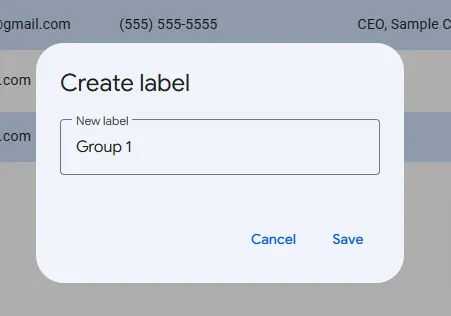 Type the label name into the pop-up box and tap the ‘Save’ button.