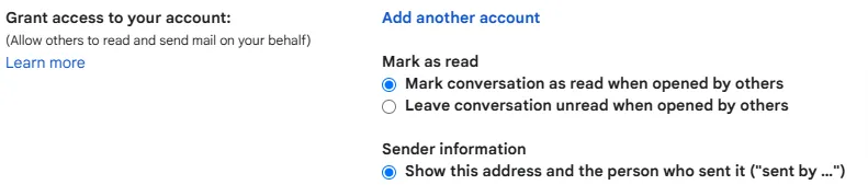 Grant access to your account screenshot