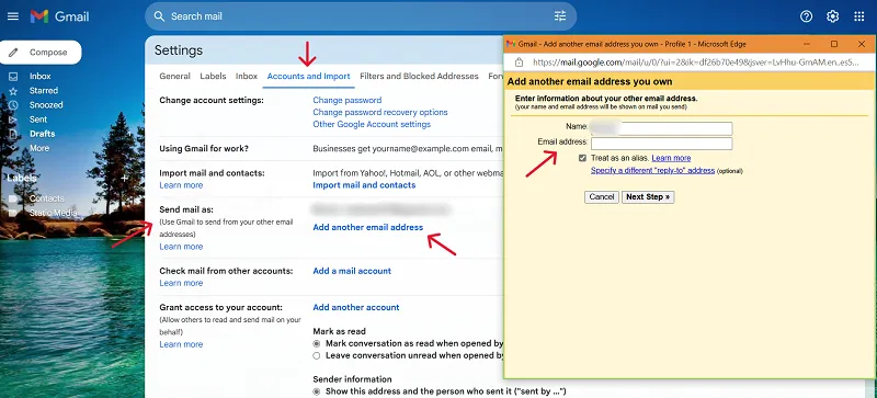 Accounts and Import settings screenshot