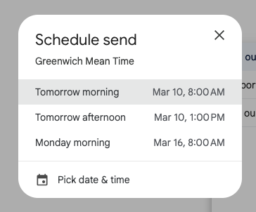 Scheduling an email in Gmail